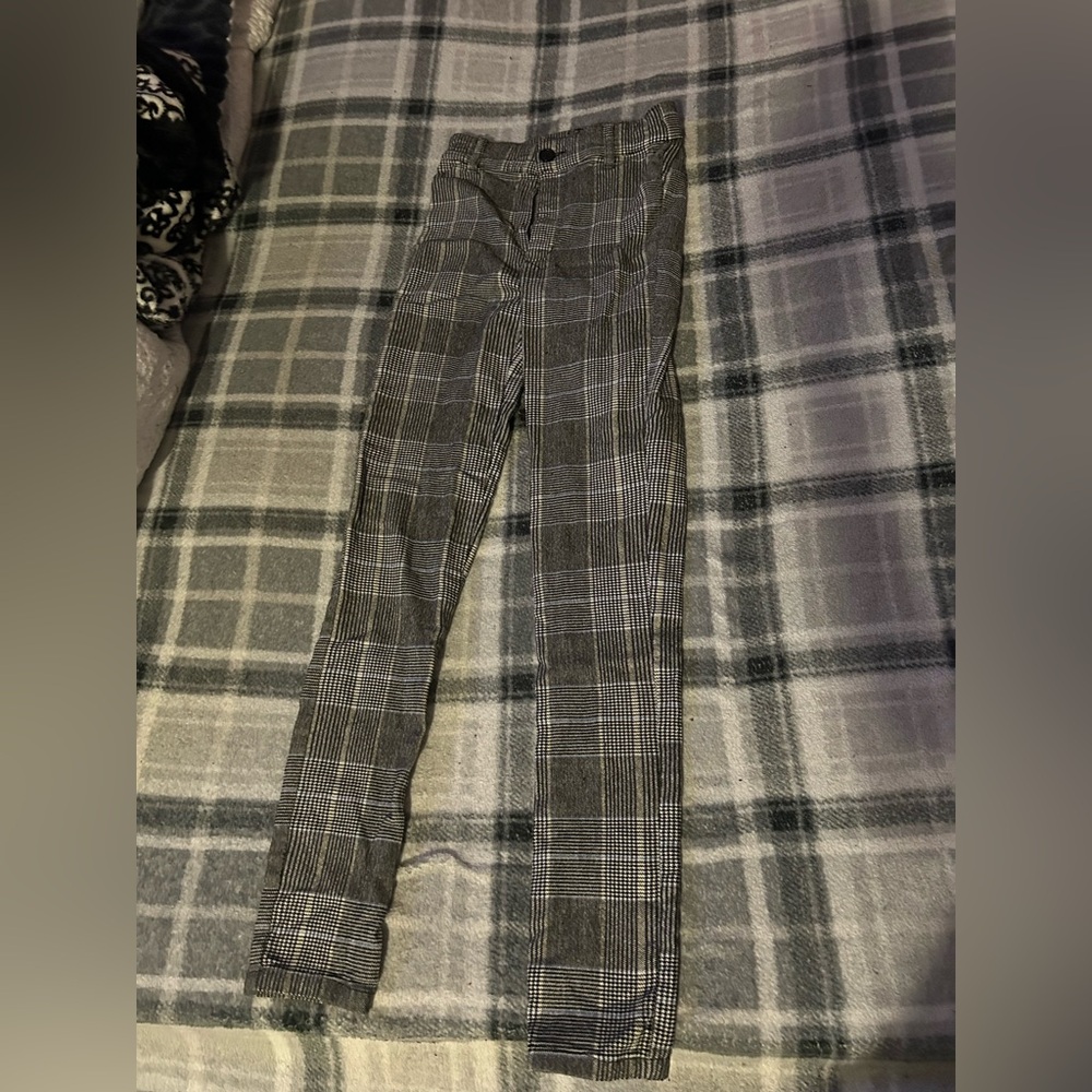 Plaid High-Waist Women’s Jeans - Gray